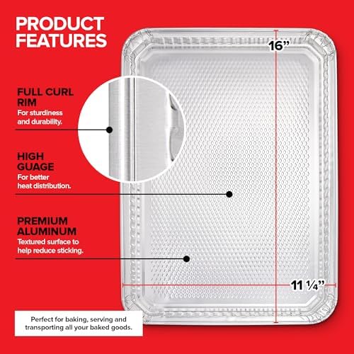 Stock Your Home Aluminum Pans Cookie Sheet Baking Pans (15 Pack) Disposable Foil Trays - Reusable and Durable Nonstick Baking Sheets – Disposable Cookie Pans - Image 3