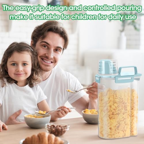 TBMax Rice Container Cereal Storage Container 2 Pack 5 Lbs, Plastic Kitchen Pantry Food Storage Container with Cup, Small Pet Dog Cat Food Dispenser -Blue - Image 5
