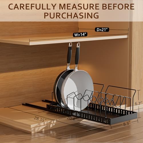 Black Pull Out Pot Lid Organizer, Cabinet Pan Rack, 10 Dividers - Image 2