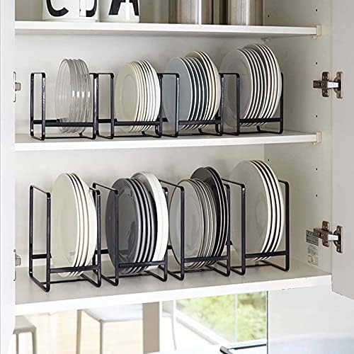 2PCS Plate Holders Organizer, Metal Dish Storage Dying Display Rack for Cabinet, Counter and Cupboard - Black， Small and Large - Image 3