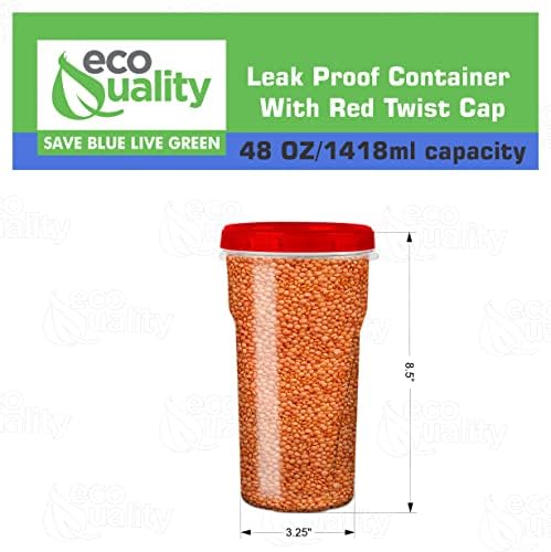 48 oz Clear Twist Top Storage Deli Containers with Leak Proof Lids Red - BPA Free Snack Containers Airtight Reusable Plastic Food Storage Canisters with Twist Seal Caps, Food Storage, Meal Prep, Freezer, Kitchen Organizer, Stackable, Reusable (32) - Image 3