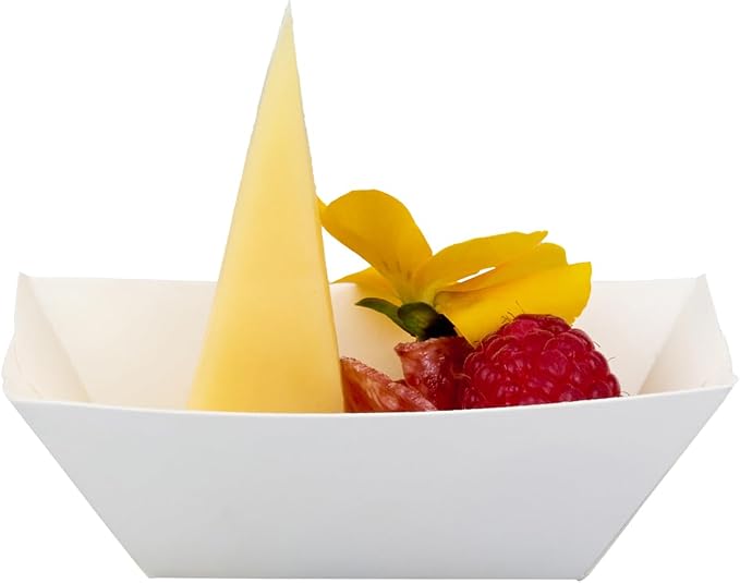 Restaurantware-Bio Tek 2 Ounce Food Trays, 50 Disposable Paper Food Trays - Heavy-Duty, Greaseproof, White Paper Boats, For Snacks, Appetizers, Or Treats, Use At Parties Or Carnivals - Image 13