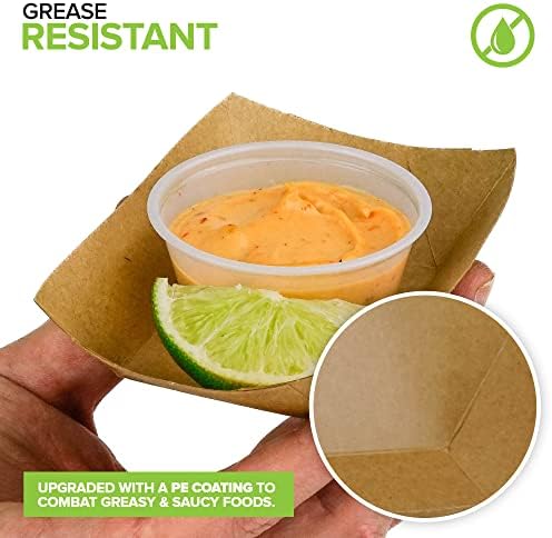 [250 Pack] Mini Disposable Brown Kraft Paper Food Trays, 0.25-Lb Concession Tray, Serving Boats for Party Snacks, Taco Bar, Seafood, Nachos Plates, Quarter-Pound - Image 5
