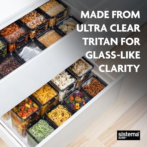 Sistema Tritan Ultra Airtight Pantry & Kitchen Storage Containers, 5-Pack, Clear Stackable Square Food Storage, BPA-Free, Dishwasher & Freezer-Safe (Microwave-Safe Without Lid) - Image 4