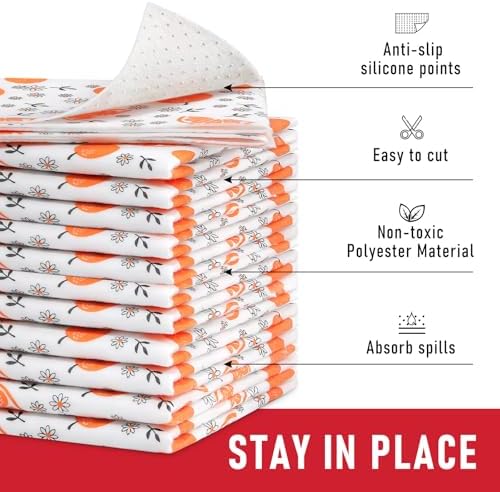 Cooyes Shelf Liners, 2-in-1 Non-Slip Fridge Mats, Absorb Excess Moisture, No-BPA Multiple Sizes for Glass Shelves, Kitchen Cabinets, Drawers (17.7 W x 24 L Inches, Dasiy-6 Pack) - Image 3