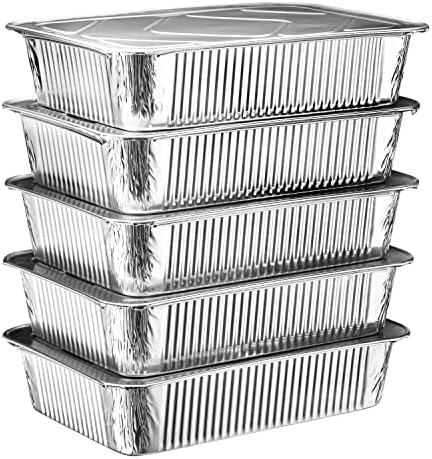Diplastible 11x7 Disposable Aluminum Pans with Covers - 20 Pack - Pan with Foil Lids Perfect for Baking Cooking Food and Storage Container - Image 3