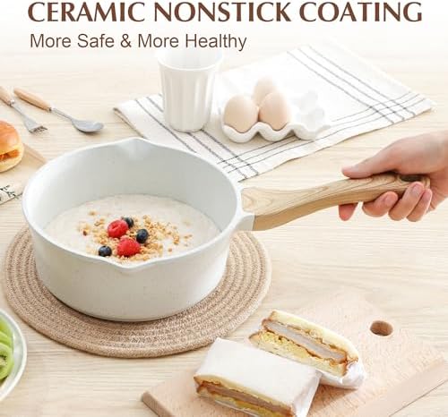 SENSARTE 3 Quart Ceramic Nonstick Saucepan with Double Pouring Spout - Image 6