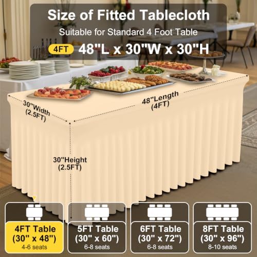 Smiry 2 Pack Spandex Elastic Fitted Table Cloth Skirt for 4FT Table - Image 5