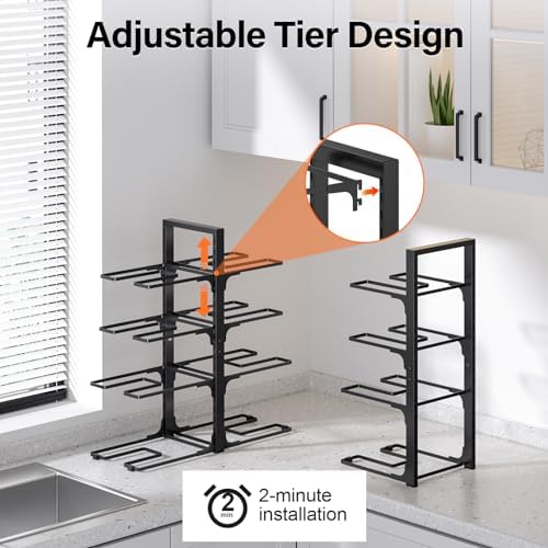 MUDEELA 8-Tier Heavy-duty pan organizers inside cabinet, 20.8" H Black - Image 5