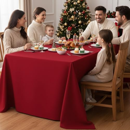 Fitable 6 Pack Red Tablecloths 90x156 Inch for 8 Foot Rectangle Tables - Image 2