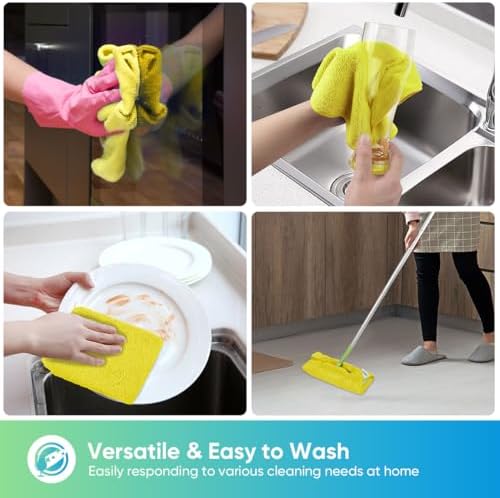 HOMEXCEL Yellow Microfiber Cleaning Cloth, Microfiber Towels for Car, 12 PK - Image 4