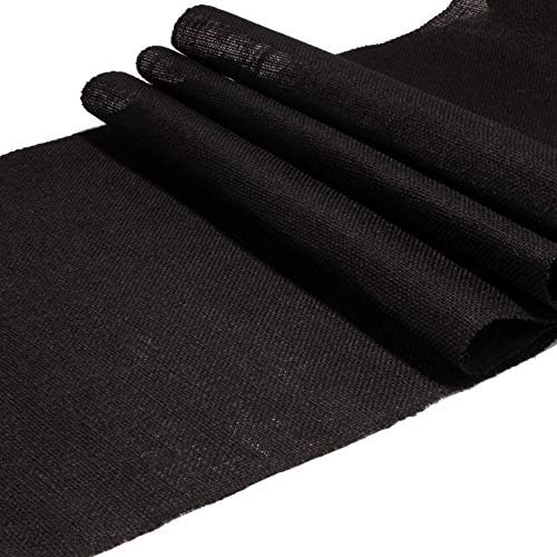 BambooMN Black 15" x 88" Vintage Burlap Table Runner for Rustic Wedding Bridal Shower Bachelorette Graduation Party Table Decor Decorations, 6 Pieces - Image 2