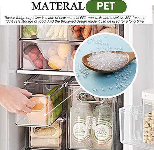 bealy Clear Drawer Organizer with 3 Dividers, Fruit Containers for Fridge Organization, Clear Stackable Storage Drawers, BPA Free, 6.34QT - Image 6