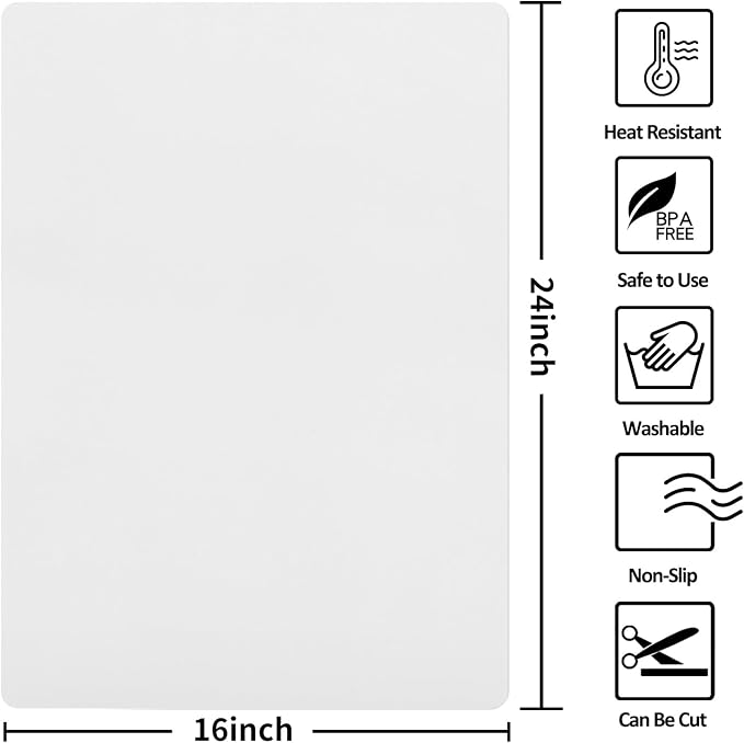 Silicone Mats for Kitchen Counter Thicker Extra Large Heat Resistant Mats Countertop Protector Liners for Bottom of Oven Air Fryer Coffee Maker, 24" x 16" x 2 mm, Translucent - Image 2