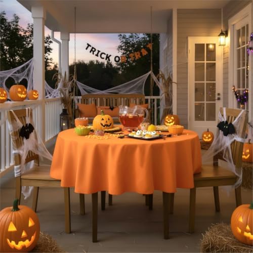 sancua Round Tablecloth 70 Inch Fits 20-58 Inch Tables, Orange - Image 4
