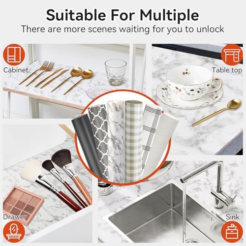 Viseeko Shelf and Drawer Liner for Kitchen Cabinet, Marble, 12in x 20ft - Image 5
