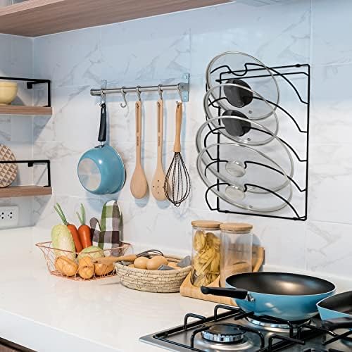 Joeji's Pot Lid Holder - Pan Rack & Organizer for Cupboard, Pot Lid Storage Solution, Kitchen Pantry Organizer - 5-Tier, Black - Image 6