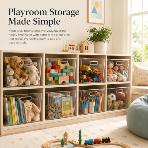 MOONEDGE 6 Pack X-Large Clear Organizer Bins 13x10x8in Storage Containers - Image 7