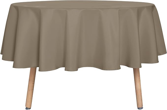 sancua Round Tablecloth 70 Inch Fits 20-58 Inch Tables, Taupe by sancua