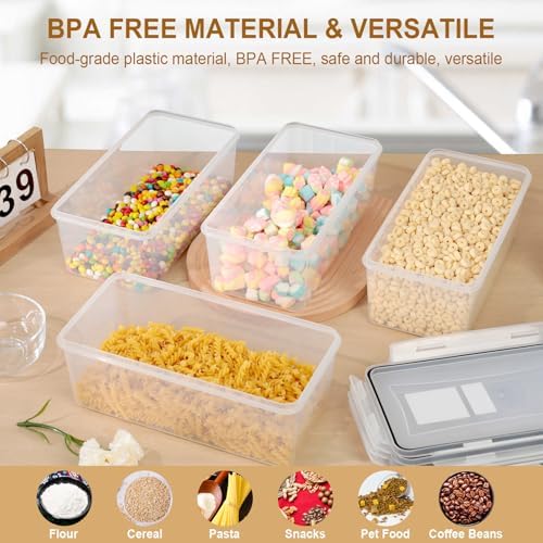 Cozary 3.2L Airtight Food Containers 4 Pieces, Plastic Food Containers with Label and Measuring Cup,BPA Free,Airtight Food Storage Jars for Pasta, Cereals, Muesli, Flour - Image 6