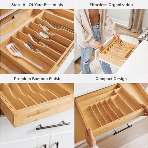 KitchenEdge Silverware & Utensil Organizer Bundle, 18-33in & 16-28in - Image 5