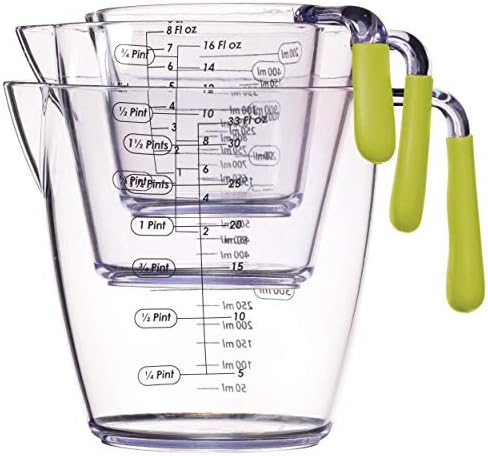 KitchenCraft Colourworks 3 Piece Acrylic Measuring Jug Set in Green CWMJUGSETGRN by Colourworks