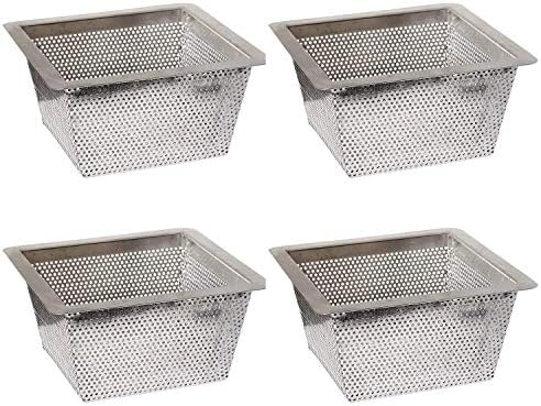 GSW Stainless Steel Floor Sink Drain Strainer 10”W x 10”L x 5”H - Perfect for Restaurant, Bar, Buffet (5"H SS x 4) by GSW