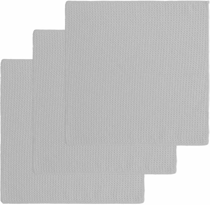 Grey Dish Towels Set,Waffle Weave Kitchen Towels Microfiber Towels Cleaning,Vintage Solid Pure Farmhouse Country Rustic Minimalist Style Soft Absorbent Dish Drying Towels Hand Towels 3 Pack 12x12 Inch by Unknown