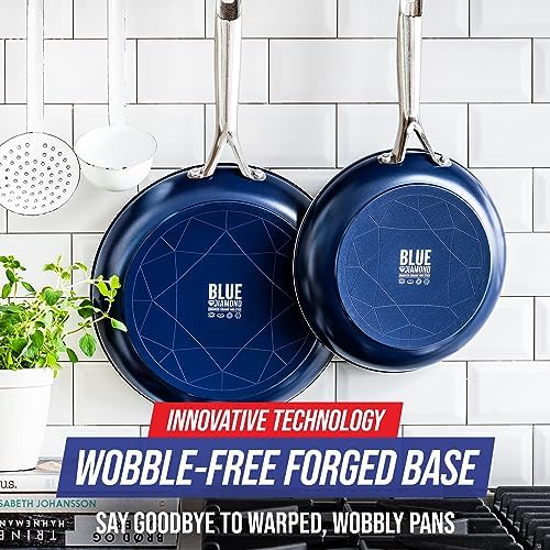 Blue Diamond 10 Piece Diamond Infused Ceramic Nonstick Cookware Set with 5QT Saute Pan and Helper Handle - Image 4