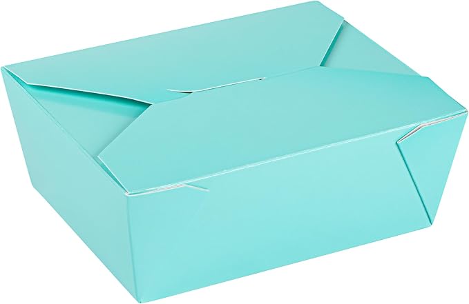 Restaurantware Paper Food Box 50 Count 45 Oz Leakproof Paper Lunch Box Greaseproof Food Container Tab-Lock Design 6.73 x 5.5 x 2.6 Inches Turquoise by Restaurantware