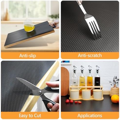 Shelf Liners 24 inch x 20 ft Shelf Liners for Kitchen cabinets nonstick Lining Drawer Mats EVA Protector for Cupboard (Translucent Black,24 inch x 20 ft) - Image 2