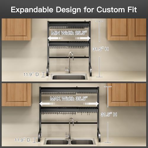BOOSINY Over The Sink Dish Drying Rack, Extra Large Capacity Dish Drainer - Image 3
