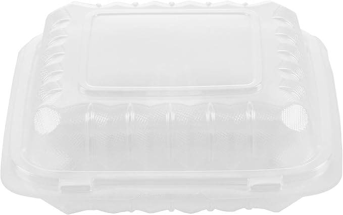 Restaurantware-Chef 101 30 Ounce Hinged Clamshell Containers, 100 Disposable Take Out Boxes - 3 Compartments, Secure Lids, Clear Meal Prep Containers, Microwavable, For Pasta Or Salads - Image 17
