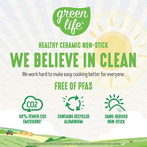 GreenLife Artisan Healthy Ceramic Nonstick, 5QT Saute Pan Jumbo Cooker with Helper Handle and Lid, Stainless Steel Handle, Induction, PFAS-Free, Dishwasher Safe, Oven Safe, Pink - Image 3