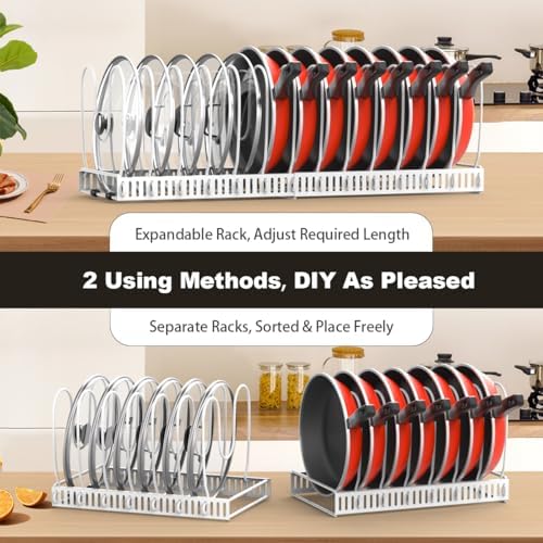 Housolution Pot and Pan Lid Organizer Holder Storage Rack, White - Image 4
