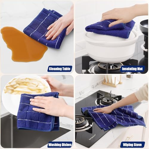 Homaxy Microfiber Kitchen Towels and Dishcloths Sets, 20 Pack, Navy Blue - Image 5