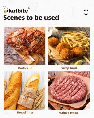 Katbite 300Pcs 6x6 Inches Patty Paper, Burger Patty Paper, Unbleached Parchment Sheets, Heavy Duty & Non-Stick, Squares for Seperating Patty, Cookies, Storing Foods Wrapping Candies | Unbleached Parchment Sheets heavy duty, ideal for separating patties... - Image 4