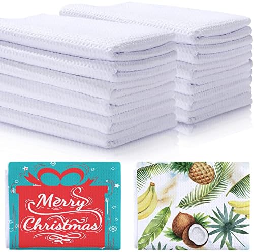 Breling Sublimation Kitchen Towel Blanks 16 x 24Inch, Microfiber Waffle Weave Sublimation Tea Towels Fast Drying Absorbent for Home Kitchen Gifts(24 Pieces) by Breling