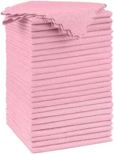Orighty Microfiber Cleaning Cloth - 24 Pack, Pink Cleaning Rags 12x11 inch by AllRightinOrighty