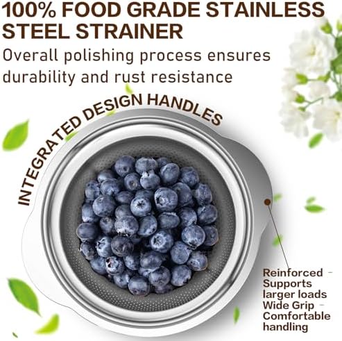 Stainless Steel Colander for Kitchen, 5 Quarts Stainless Steel Strainer, Pasta Strainer for Spaghetti Fruits Vegetables Cooking Food, Large Capacity with Handle Kitchen Food Strainer Basket - 1 Pack - Image 4
