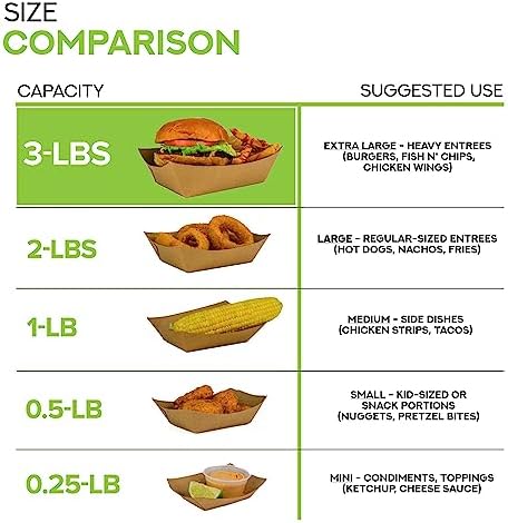 Stock Your Home [500 Pack Extra Large Disposable Brown Kraft Paper Food Trays, 3-Lb Concession Tray, Serving Boats for Party Snacks, Taco Bar, Seafood, Nachos Plates - Image 4
