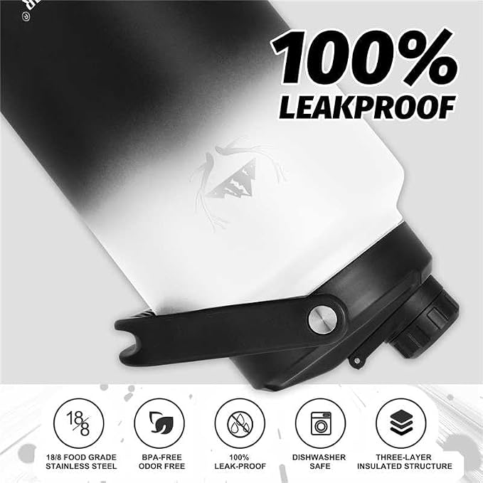 NATURE PIONEOR 1 Gallon (128oz) Insulated Water Bottle Jug with Carrier Bag | 18/8 Food-grade Stainless Steel, Double Vacuum Insulation, Wide-Mouth, Straw & Spout Lid, Strap, Camping, Hiking, Gym, Work - Image 7