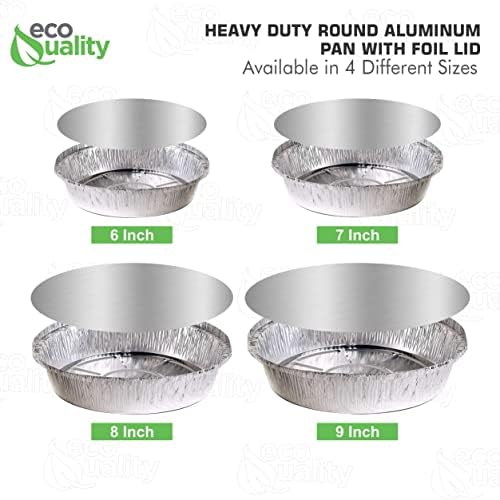 EcoQuality 7" Round Aluminum Foil Pans with Board Lids - Disposable Containers with Foldable Walls for Pie Baking, Cooking, Serving, Reheating, and Storing - Freezer and Oven Safe Tart Pan 150 Pack - Image 4