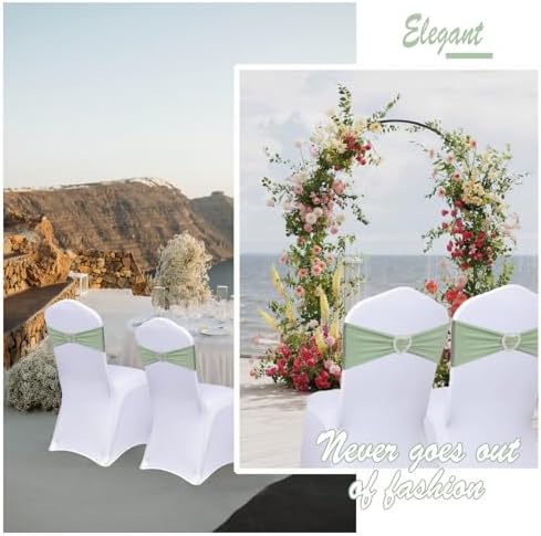 Sage Green Chair Sashes 60 Pack Spandex Sage Green Sashes for Chairs Stretch Chair Sashes Clearance with Heart Buckle Slider for Wedding Banquet Party Decorations - Image 5