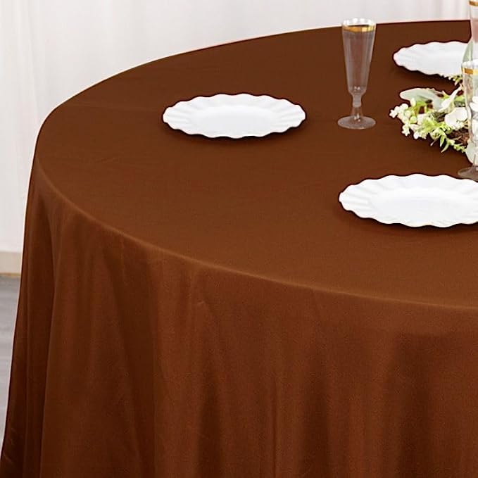 Balsa Circle 10 pcs 108 inch Cinnamon Brown Round Washable Polyester Easy-Care Tablecloth for Indoor and Outdoor Bridal Shower Wedding Table Buffet Table Parties Events Kitchen Dining - Image 5