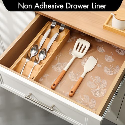Cooyes Shelf Liner, Non Adhesive Drawer and Cabinet Liner, EVA Washable Oil-Proof Shelf Paper for Kitchen Cabinets, Refrigerator, Storage, Desks with Modern Pattern - Image 2