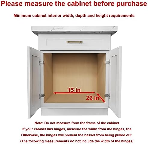 Sikarou Pull Out Cabinet Organizer 14"W x 21"D Wood and Wire Storage Shelf - Image 3