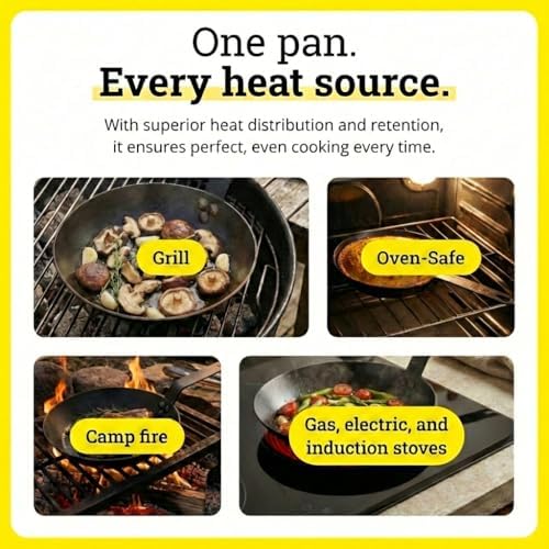 Lodge Pre-Seasoned Carbon Steel Skillet, Long Handle, 8 Inches - Image 5