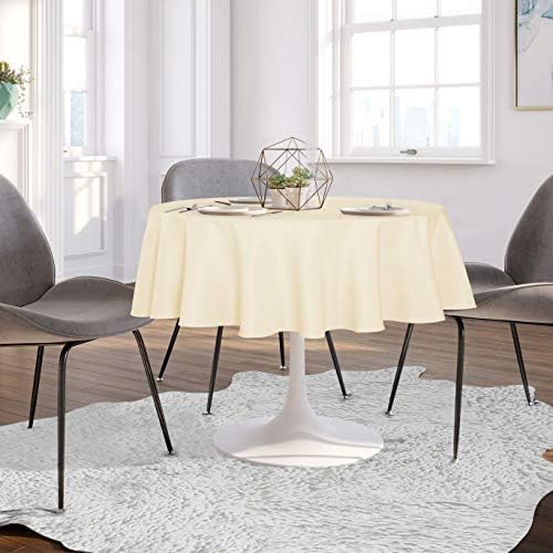 sancua Round Tablecloth, 80 Inch, Beige - Image 3