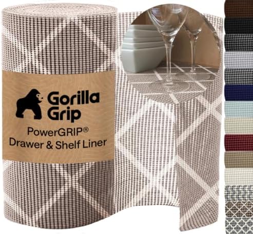 GORILLA GRIP powerGRIP Drawer Shelf and Cabinet Liner, 17.5" x30', Beige by Unknown